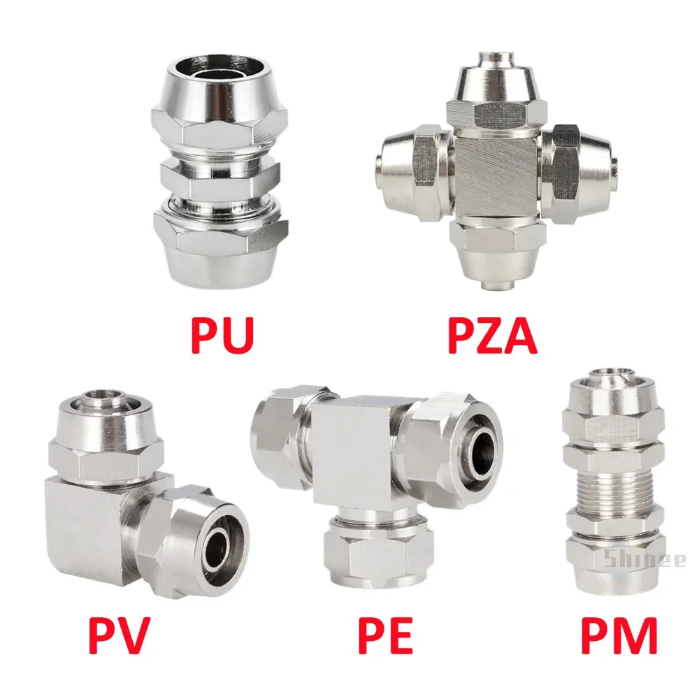 Compression Fitting Brass - Connecteur rapide d'air pneumatique en Nickel